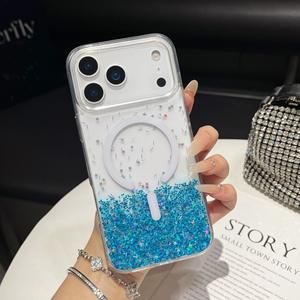 Funda Magnética para Teléfono con Diseño Brillante de Resina Epoxi con Purpurina, Anti-Caídas |   Material TPU Flexible, Protección Completa a Prueba de Golpes - Product Image 5