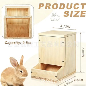 Comedero de madera maciza para conejos, dispensador de comida para mascotas al aire libre, caja de alimentación de madera para animales pequeños - Product Image 4