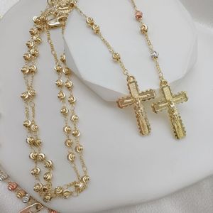 JML oro rosa <span class=keywords><strong>rosario</strong></span> religioso 14k collana croce all'ingrosso laminato oro Tri colore Saint Jude benedetto gesus Mary gioielli uomini - Product Image 5