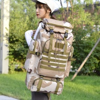 Sac à dos tactique de randonnée camouflage grande capacité 56-75L, imperméable, respirant, antivol, pour sports de plein air décontractés, à double bretelle