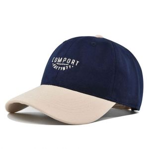 Casquettes de baseball promotionnelles pas chères non structurées bicolores 100 % coton à visière incurvée, brodées, style « Dad Hat » pour hommes - Product Image 1