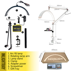 Lampada da Scrivania Professionale a Mezzaluna Dorata per Extension Ciglia, Lampada LED per Estetista, Tatuaggi e Bellezza, Logo Gratuito - Product Image 6