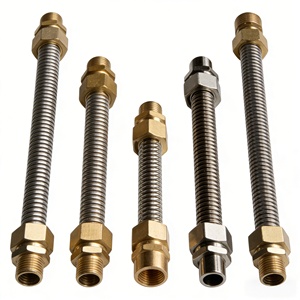 Tuyau flexible en métal fileté en cuivre JR, raccord de tuyau pour l'alimentation en eau et le drainage HVAC, tuyau flexible en métal inoxydable - Product Image 2