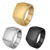 Benutzer definierte Gravur Rohlinge Männer Schmuck Edelstahl Punk Square Herren Finger Siegelring
