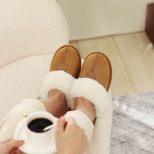 Pantofole in peluche Memory Foam da donna YL-25385-scarpe da <span class=keywords><strong>casa</strong></span> in finta pelle scamosciata per interni/esterni <span class=keywords><strong>con</strong></span> pelliccia sintetica (ODM/OEM disponibile) - Product Image 4