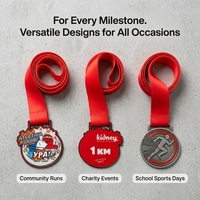 Médailles de finisseur de course ODM OEM, design de dessin animé, émail irrégulier, logo personnalisé, médailles de récompense sportive pour courses de course à pied