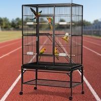 Cage à oiseaux haute avec échelle d'escalade intégrée, support à roulettes avec étagère de rangement, excellent choix pour les agapornis et les conures