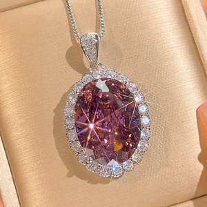 Fashion Eco-friendly Copper Gold Plated 15*20mm Zircon Pendant <b>Earrings</b> Set Big Shiny Stone Jewellery Set for Womens - Product Image 4