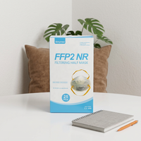 Masques de protection FFP2 blancs en forme de coupelle avec sangle pour la tête, filtration à 95 %