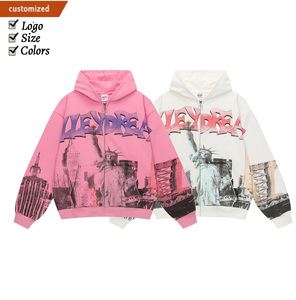 Sweat à capuche d'hiver pour homme de <span class=keywords><strong>marque</strong></span> de créateur, imprimé numérique Hot Diamond MIXED EMOTION, zippé, streetwear, 100% coton, coupe oversize - Product Image 2