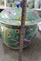 Pot de rangement en céramique Jingdezhen peint à la main avec motif de choy sumai vert, décoration d'intérieur, mariage, écologique, Noël, 1-2L