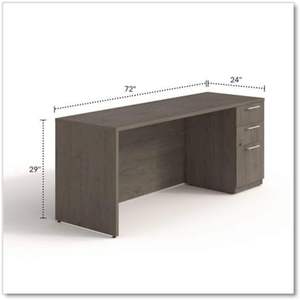 Alera AE1NZK-S2472UF Serie Tom 72 pulgadas. X 24 pulgadas X 29 Pulgadas Aparador Sevilla con Pedestal Derecho, Escritorio de Oficina en Nogal - Product Image 6