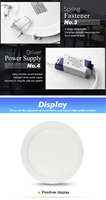 Panneau lumineux LED encastrable carré ou rond, boîtier en aluminium, design fin, 12/18/24W