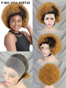 Perruques en <span class=keywords><strong>cheveux</strong></span> humains à dentelle frontale 13X4, bouclées crépues, courtes, <span class=keywords><strong>afro</strong></span>, bouclées crépues colorées, 4C, bordures crépues, pour femmes noires - Product Image 3