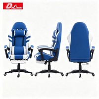 Fauteuil de jeu inclinable en cuir PU avec appui-tête, support lombaire, massage intégré, accoudoirs réglables, repose-pieds extensible et convertible