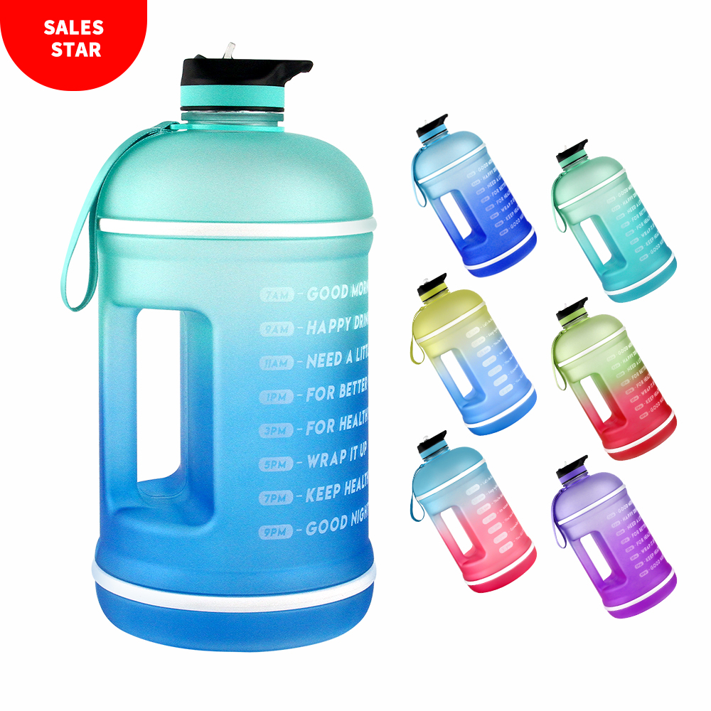 Высокое качество заказное лого 1 галлон ПЭТГ пластиковые мотивационные Спортивная бутылка с водой онлайн без добавления бисфенола А со временем маркеры