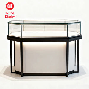 Custom Jewelry Store Design Wall Glass Jewelry Cabinet Marble Jewelry Display Showcase With Led Light - Product Image 1