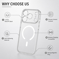 Casing Ponsel Magnetik Transparan 1.2mm Hard PC untuk iPhone 18 Pro 18 ProMax Samsung, Anti-Kuning, Potongan Presisi, Mendukung Pengisian Daya Nirkabel