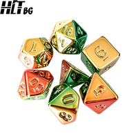Set Dadu DND 7 Buah 16mm Langsung dari Pabrik, Dadu Polihedral Akrilik Berlapis Elektro untuk Permainan Papan RPG, Grosir Kustom OEM