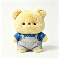 Adorable Ours en Peluche Mignon et Chubby, Jouet en Peluche Doux avec Chemise Bleue et Salopette Grise, Cadeau en Peluche pour Enfants, Souvenir en Peluche
