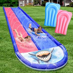 Approvisionnement <span class=keywords><strong>d</strong></span>'usine en plein air Double toboggan arroseur de cour pour enfants pelouse requin toboggan <span class=keywords><strong>tapis</strong></span> de divertissement - Product Image 5