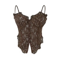 Nouveau Corset en Dentelle à Baleines, Design Dos Lacé Sexy, Débardeur, Soutien-gorge sans Bretelles à Fermeture Éclair au Dos, Crop Top Bralette, Camisole Ajustée Tendance