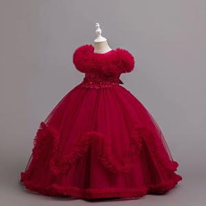 European Glitter Sequins Floral Long Hemline Princess <strong>Dress</strong> For Kids 5-14 Years Fluffy Mesh Tulle Party Gown Girls - Product Image 2