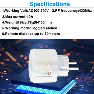 110V <span class=keywords><strong>220V</strong></span> 16A EU FR 433Mhz không dây điều khiển từ xa ổ cắm chuyển đổi cắm nhựa on/off cho ánh sáng thiết bị gia dụng 50 mét - Product Image 4