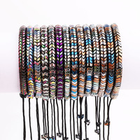 Nouveau Design de perles d'hématite ondulées colorées, cordon tressé à la main, Bracelet en macramé pour hommes et femmes JBS11284