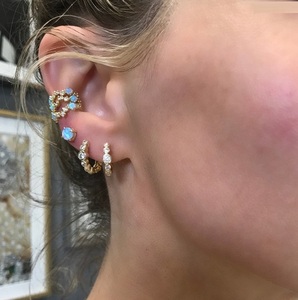 Promotion Cz Cluster Design Circle Ear Cuff Pave Cubic Zirconia Blue Fire Opal Clip on <strong>Earring</strong> - Product Image 6