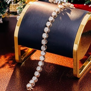 Luxury Classic Custom Hip Hop <b>Fashion</b> Jewelry 10k/14k/18k Bling Bling Gold Plated Charms Moissanite <b>Tennis</b> <b>Bracelets</b> - Product Image 3