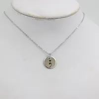 Collier en acier inoxydable, collier semi-colon, collier de sensibilisation à la dépression, collier de guerrier pour la santé mentale, bijoux de suicide, cadeaux