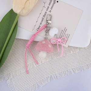 Creative New Plush Little <b>Mushroom</b> Alloy Bowknot Keychain <b>Decoration</b> Couple Bag Versatile Accessory - Product Image 4