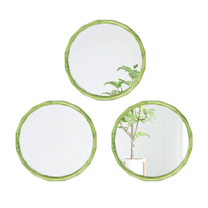 Jinnhome Set 3 pezzi da <span class=keywords><strong>bagno</strong></span> <span class=keywords><strong>specchio</strong></span> decorativo da parete <span class=keywords><strong>cornice</strong></span> di bambù verde in plastica resistente - Product Image 1
