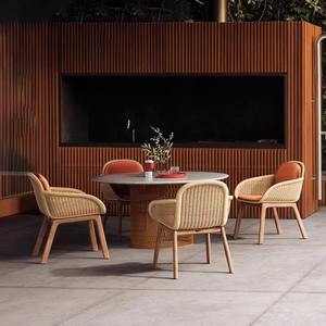 Chaise de jardin en rotin avec rembourrage en mousse, imperméable, pour usage extérieur, design nordique - Product Image 5