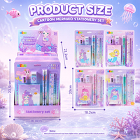 Ensemble de papeterie sirène de dessin animé, fournitures scolaires pour enfants, coffret cadeau, kit d'écriture complet, OEM ODM, vente en gros
