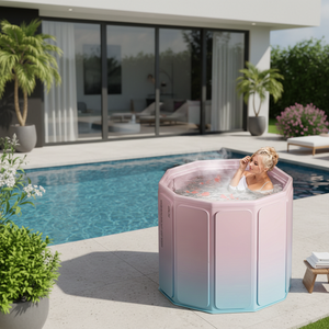 Baignoire à glace portable pliable Vanace Fitness pour 1 personne, ronde, 250 L, avec douche pour la récupération, en PVC - Product Image 1