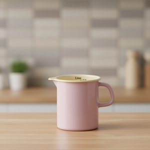 Enamelled <b>Measuring</b> Cup 0.5 Liter Pink For Kitchen Use - Product Image 3