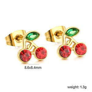 Aretes de Cereza Roja Adorables para Mujer, Joyería de Acero Inoxidable con Cristales, Ideales para Fiestas, Bailes de Graduación, Cumpleaños y Bodas - Product Image 2