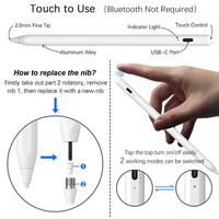 Pena Stylus Kapasitif Aktif 2-in-1 dengan Penolakan Sentuhan Telapak Tangan & Daya Tarik Magnetik Universal untuk IOS/Android/Windows 8-10 Jam Penggunaan