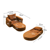 Canapé-lit moderne inclinable en tissu en forme de U, pliable, compressible, petit format, pour salon et balcon