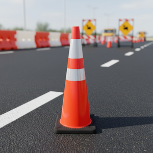 America Standard 36 Inch 90mm High Black Base PVC Traffic Road Cone - Product Image 1