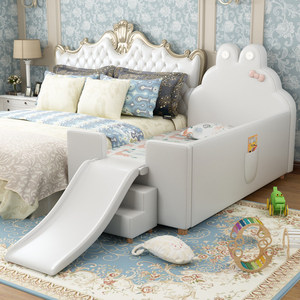 Cama Infantil Moderna JINS <span class=keywords><strong>para</strong></span> Niñas, Ecológica, con Diseño de Patchwork, Tobogán, Nubes y Conejos, con Barandas Anchas <span class=keywords><strong>para</strong></span> Mayor Seguridad - Product Image 3