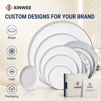 Ensemble d'assiettes en porcelaine avec logo personnalisé, vente en gros d'assiettes en céramique, OEM ODM, vaisselle pour hôtels et restaurants, fourniture directe d'usine en gros
