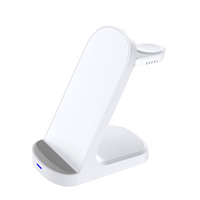 Station de charge sans fil 3-en-1 15W pour bureau, support vertical rotatif à 360 degrés pour téléphone, montre et écouteurs, idéale pour le bureau et la maison