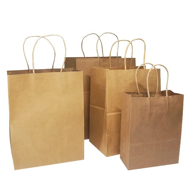 Sacs cadeaux en papier sacs d'épicerie en papier avec poignée torsadée vente en gros