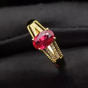 Sgarit Luxe Vintage Bruiloft Sieraden Met Groothandel Prijs 18 K Gouden Meisje Ring 0.55ct Natural Red Ruby Ring