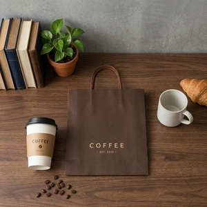 Sacchetto per Caffè in Carta Ondulata Marrone Scuro con Logo CMYK Personalizzabile per Confezioni di Caffè e Prodotti da Forno - Product Image 2