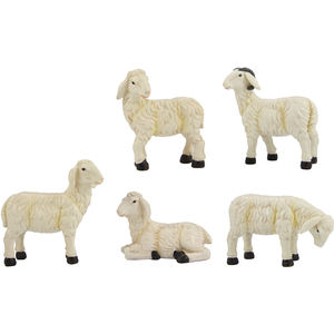 Figuras de Natividad ZICOM Alemania, Juego de 5 Ovejas de 9.3 cm de Altura, Compatible con Figuras de 20 cm, Colección de Esculturas (9069-T036-19) - Product Image 1