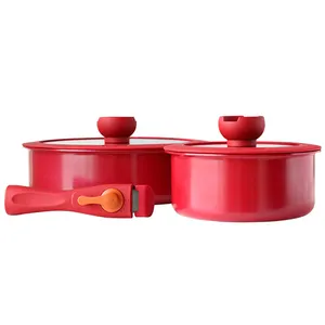 Set Peralatan Masak Aluminium Desain Baru, Set Peralatan Masak Dapat Dilepas Gaya Korea